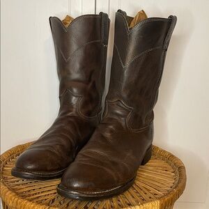 Justin Boots Dark Brown Leather Western Roper Boots Sz 10.5D